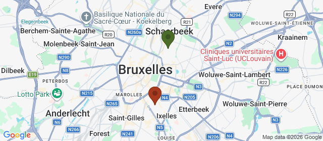 Мапа Брюсселя: Ixelles і Saint-Josse на рівні вулиці.
